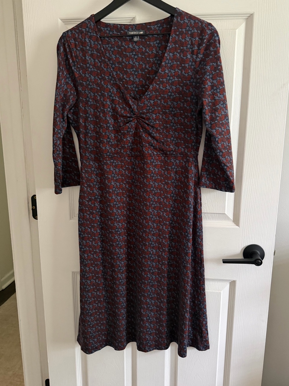 Toad&Co Burgundy Floral Long Sleeve Twist-Front Dress